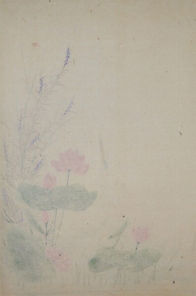 Heron and Lotus Flowers by Unsigned / Unknown Artist, Painting