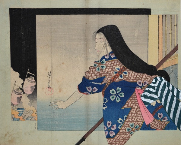 Woman at Window by Suzuki, Kinsen, Woodblock Print