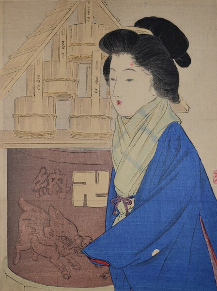 Illustration for Marishiten by Takeuchi, Keishu, Woodblock Print