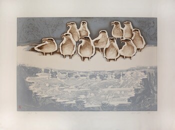 Birds in Winter by Shi, Jihong, Woodblock Print