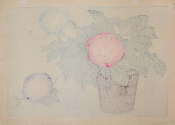 Morning Glories by Inuzuka, Taisui, Woodblock Print