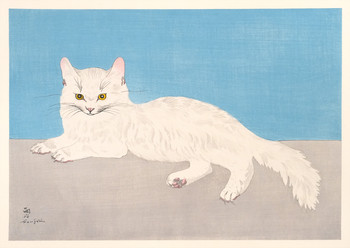 White Cat by Foujita, Tsuguharu, Woodblock Print