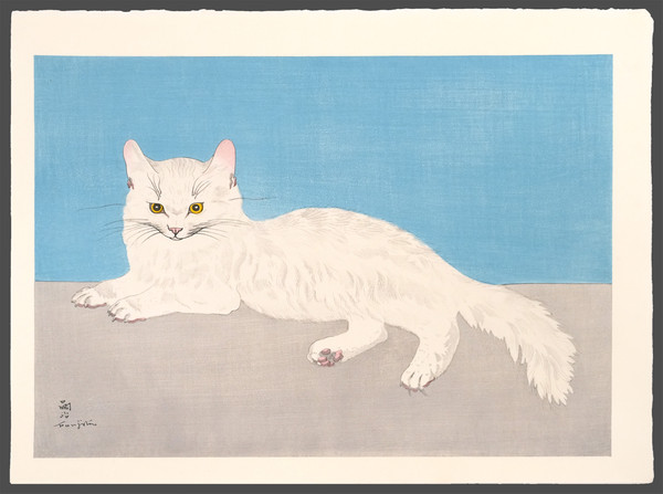 White Cat by Foujita, Tsuguharu, Woodblock Print