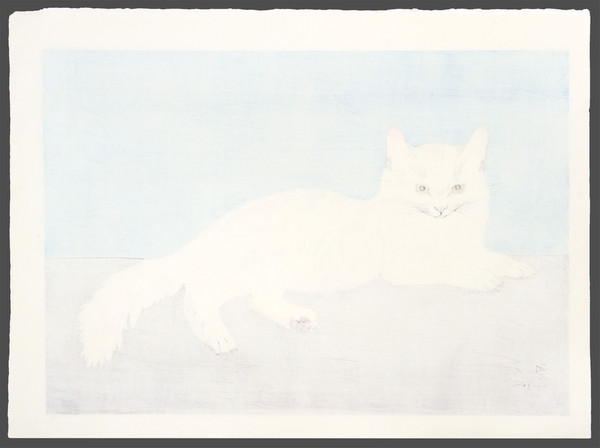 White Cat by Foujita, Tsuguharu, Woodblock Print