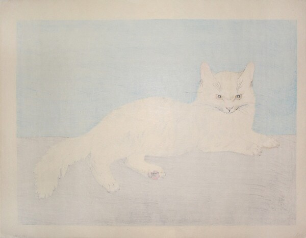 White Cat by Foujita, Tsuguharu, Woodblock Print