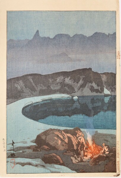 Camping at Washiba by Yoshida, Hiroshi, Woodblock Print