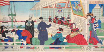Foreign Merchantile Mansion in Yokohama by Sadahide, Woodblock Print