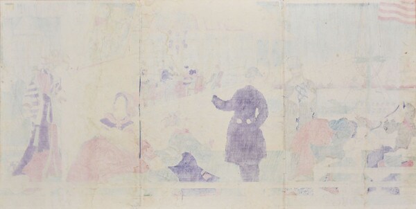 Foreign Merchantile Mansion in Yokohama by Sadahide, Woodblock Print
