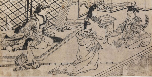 The Young Lord's ComingofAge Ceremony by Moronobu, Woodblock Print