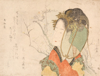 White Plum Blossoms by Hokusai, Woodblock Print