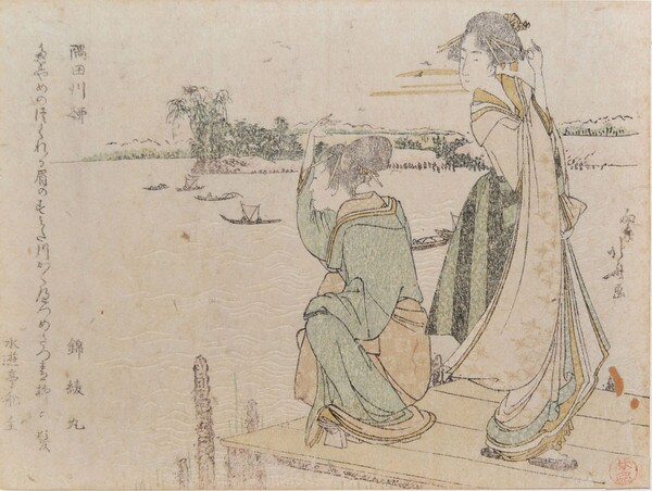 Willow Tree on the Sumida River by Hokusai, Woodblock Print