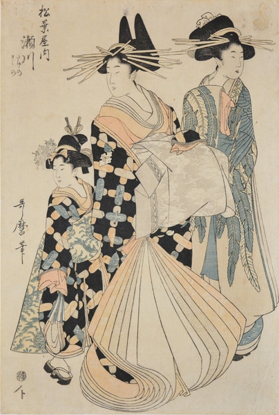 Courtesan Segawa from the House of Matsubaya by Utamaro, Woodblock Print