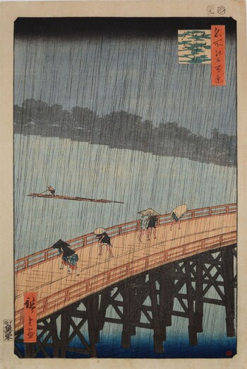 Sudden Shower at Ohashi by Hiroshige, Woodblock Print