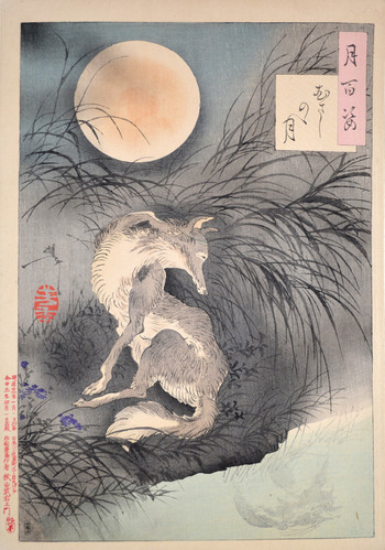 The Moon on Musashi Plain by Yoshitoshi, Woodblock Print