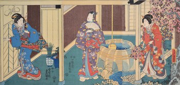 At the Water Well by Toyokuni III, Woodblock Print