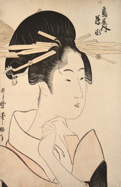 Courtesan Usumizu from Tsuruya by Utamaro, Woodblock Print