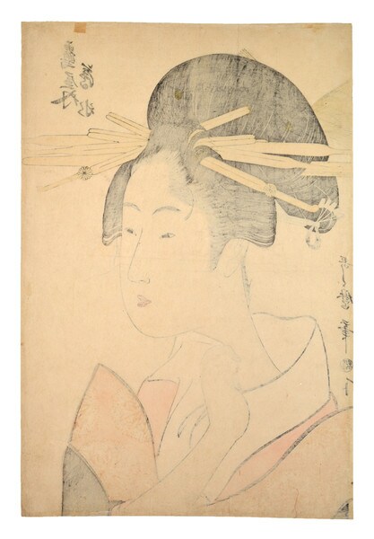 Courtesan Usumizu from Tsuruya by Utamaro, Woodblock Print