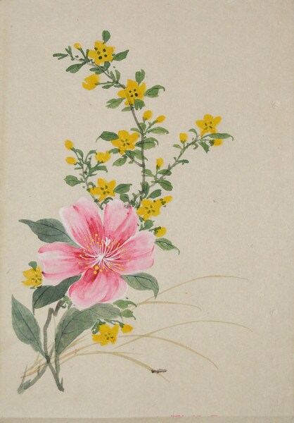 Pink and Yellow Flowers by Unsigned / Unknown Artist, Painting