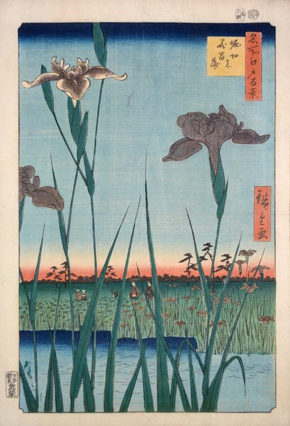 Iris Garden at Horigiri by Hiroshige, Woodblock Print