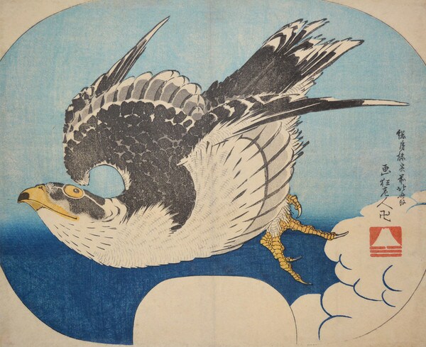 Hawk in Flight by Hokusai, Woodblock Print