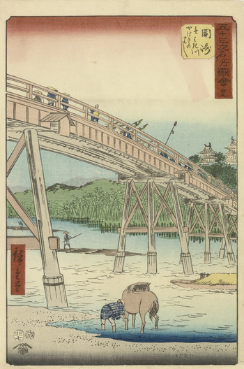 Okazaki by Hiroshige, Woodblock Print