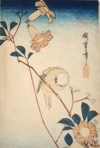 Canary by Hiroshige, Woodblock Print