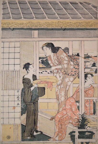 Washing Day by Utamaro, Woodblock Print