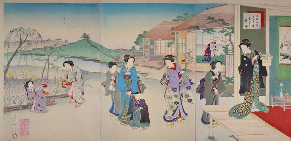 Celebration by Kunichika, Woodblock Print