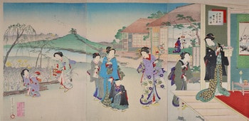 Celebration by Kunichika, Woodblock Print