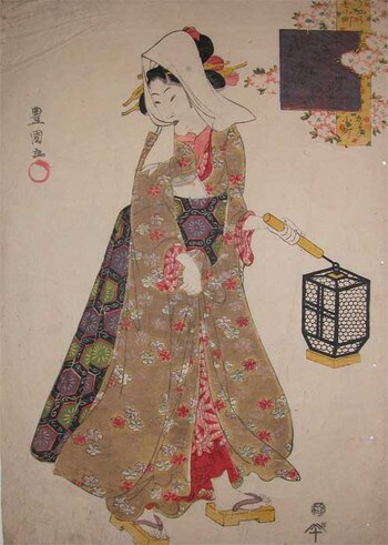 Visiting Komachi (Kayoi Komachi) by Toyokuni I, Woodblock Print