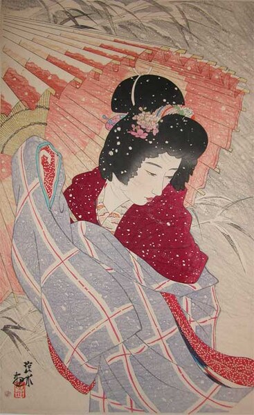 Snowstorm by Shinsui, Woodblock Print