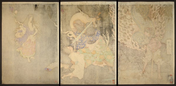 Fudo Myoo Threatens Yuten by Yoshitoshi, Woodblock Print