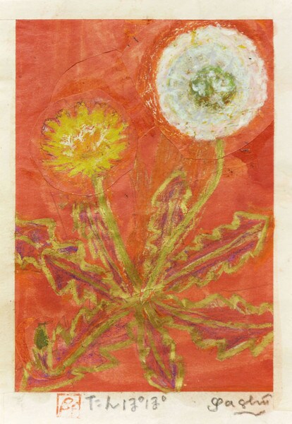 Dandelion (Print + Painting) by Fukami, Gashu, Woodblock Print