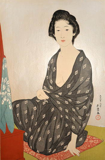 Woman in a Summer Kimono by Goyo, Woodblock Print