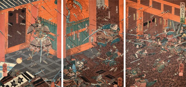 Battle of Rokuhara by Kuniyoshi, Woodblock Print