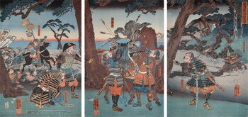 The Female Warrior Tomoe Gozen at Awazugahara Battle by Kuniyoshi, Woodblock Print