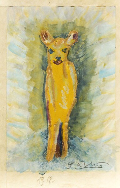 Here Comes Fawn (Print + Painting) by Fukami, Gashu, Woodblock Print