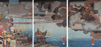 Takeda Shingen Destroys Suwa Yorishige in Battle by Kuniyoshi, Woodblock Print