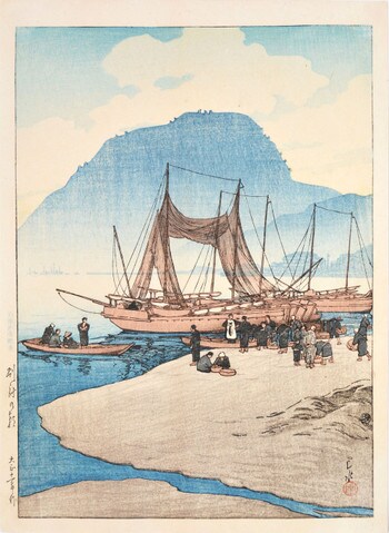 Morning at Beppu by Hasui, Woodblock Print