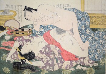 Abandonment After Sake, Woman of Mercantile House by Eizan, Woodblock Print