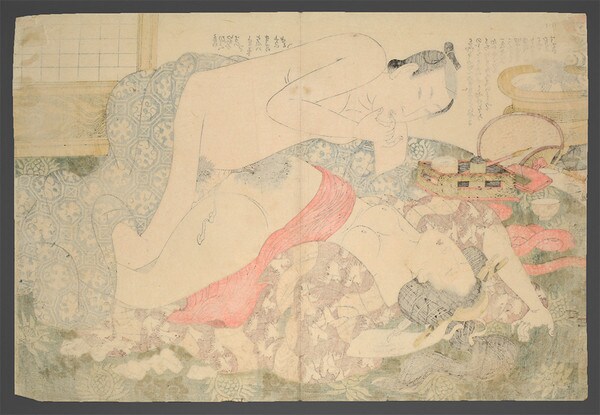 Abandonment After Sake, Woman of Mercantile House by Eizan, Woodblock Print