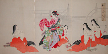 Scene from a Kabuki Play: Imoseyama Onna Teikin by Chikanobu, Woodblock Print