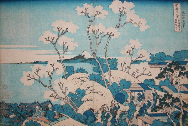 Mt Fuji from Gotenyama at Shinagawa by Hokusai, Woodblock Print
