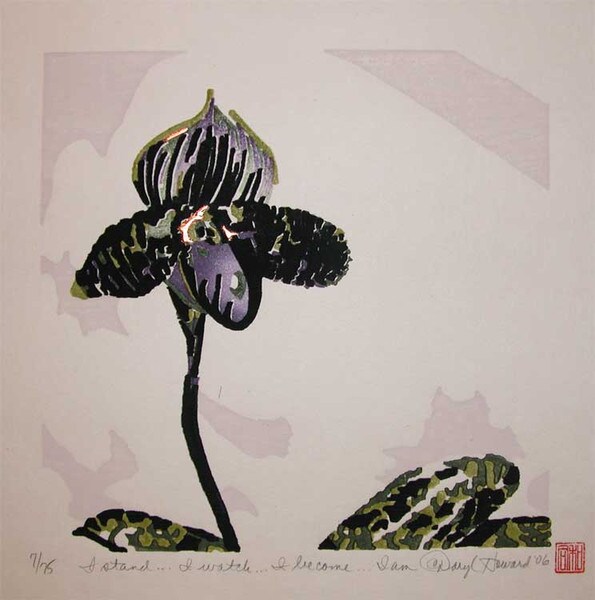 I stand...I watch...I become...I am by Howard, Daryl, Woodblock Print