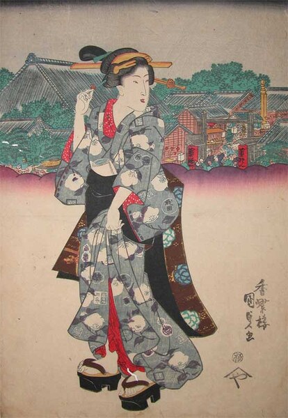 Night of the Summer Festival by Kunisada, Woodblock Print