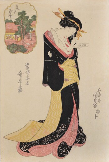 Tamaya at Kameido by Kunisada, Woodblock Print