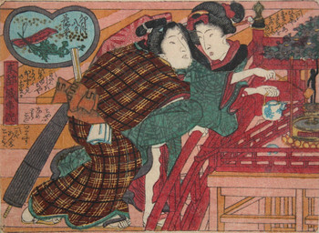 Tea Time Love by Kunisada, Woodblock Print
