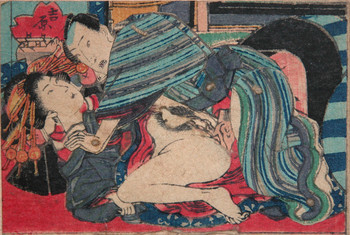 In the Yoshiwara by Toyokuni III, Woodblock Print