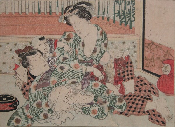 A Family: Father, Mother, and Child by Eisen, Woodblock Print