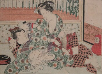 A Family: Father, Mother, and Child by Eisen, Woodblock Print